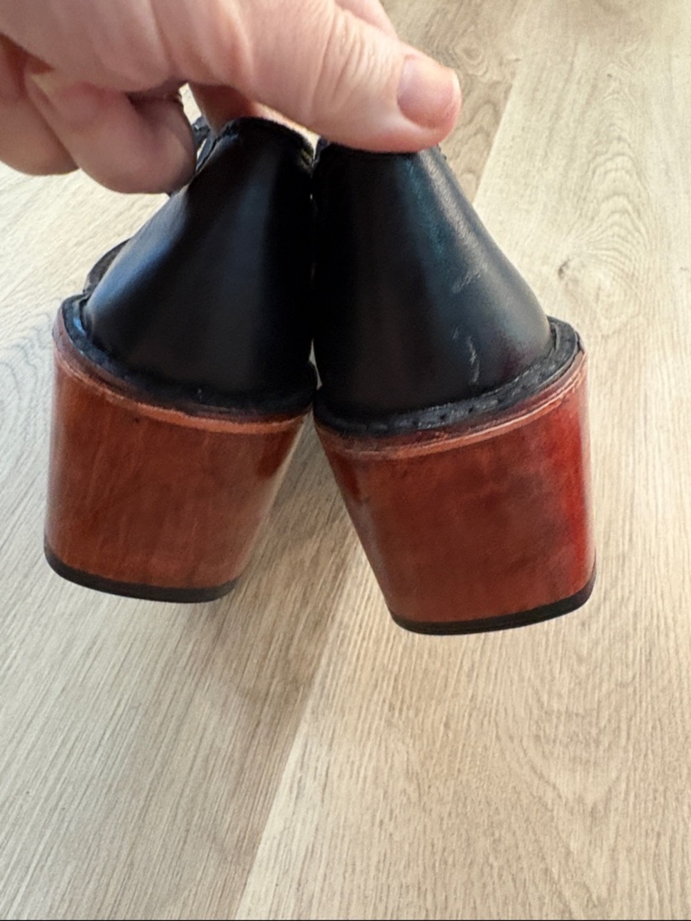 VINTAGE Sweet Step Made in Brazil Chunky Leather Oxfords | Size 10B | Black - Picture 5 of 11